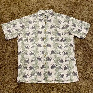 RARE tabasco hot sauce sportswear brand tropical pattern button-up